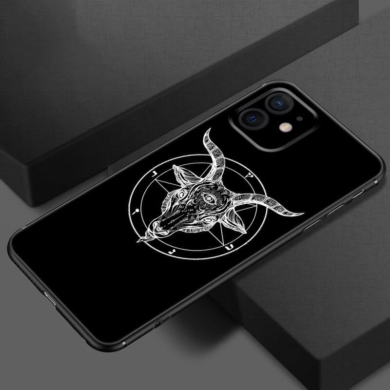 Satanic Scary Skull Phone Case For Apple iPhone 13 12 Mini 11 Pro XS Max X XR 8 7 6S 6 Plus SE 2020 5S 5 Soft TPU Black Cover
