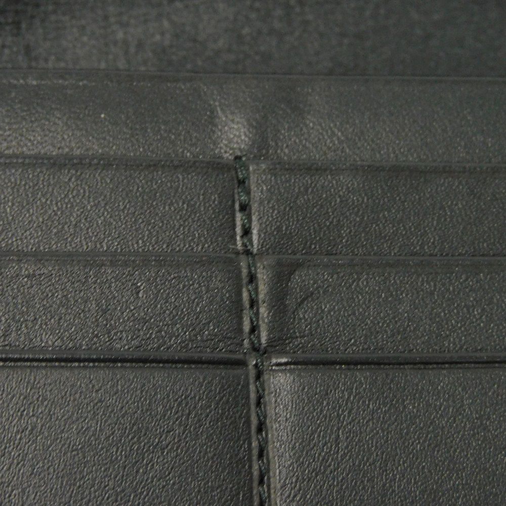 Used 12695 Linen Long Horizontal Wallet 101.79.978 7940 Textured Calfskin Bifold Anagram Embossed Black Men's from