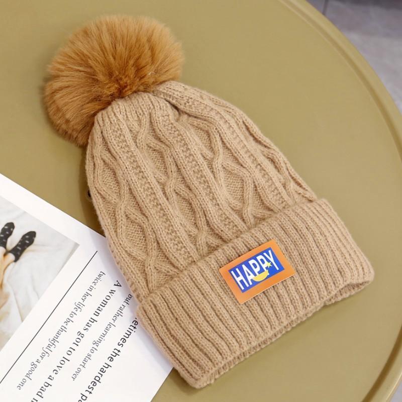 Winter hat women's new velvet thickened ear protector hairball hat versatile warm and cold-proof hat sleeve knitted hat tide