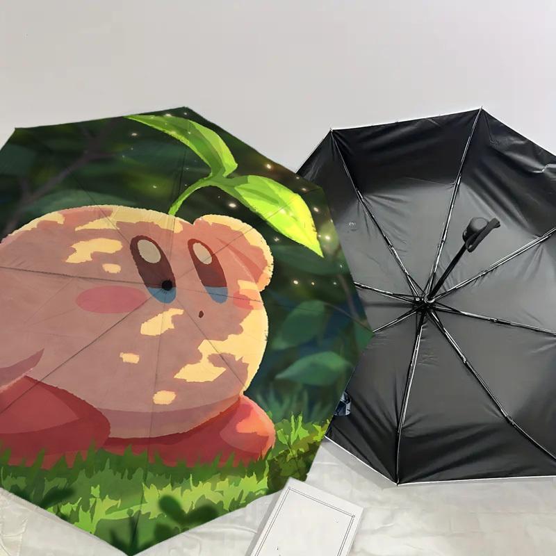 Adorable Kirby-Inspired Umbrella: Perfect for Outdoor Adventures, Auto-Open/Close, Lightweight & Durable, Ideal Travel Accessory and Gift Idea 042