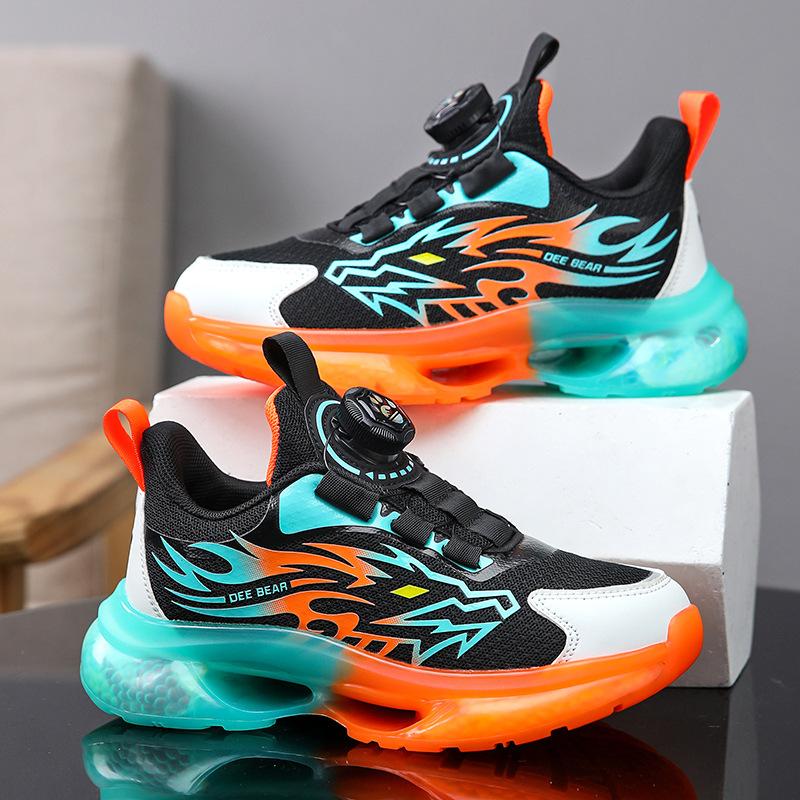 Boys' shoes, new spring and autumn mesh children's sports shoes with rotary buckle, suitable for students and older boys, running shoes