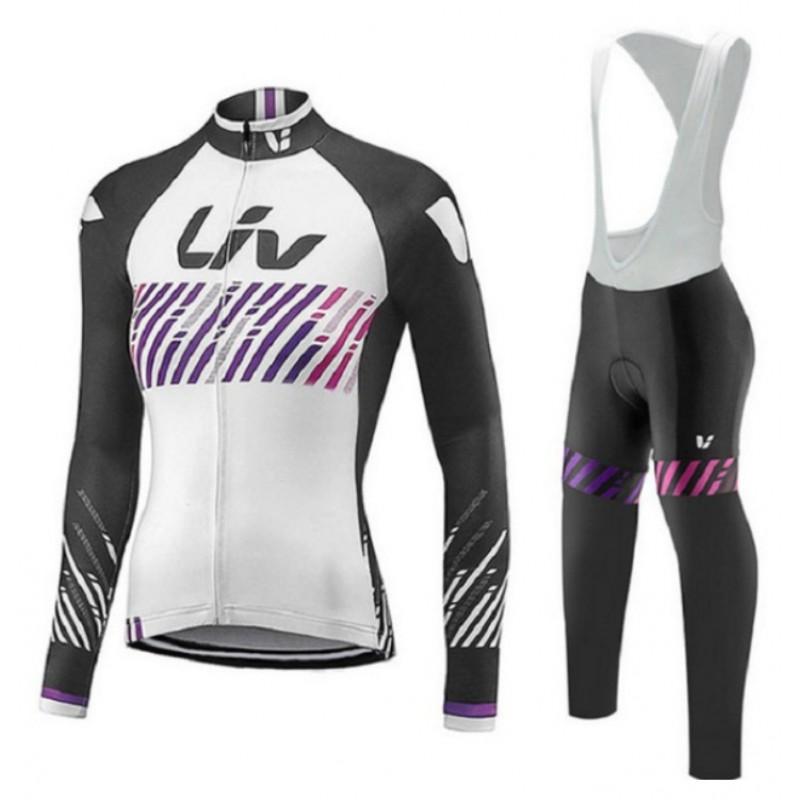 Womens Cycling Jersey Set Long Sleeve Breathable Quick Dry Riding Outfit Striped Design