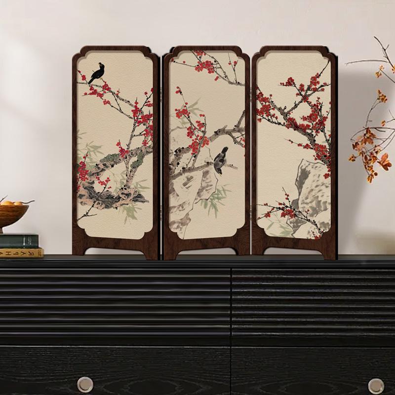 Chinese Ink Bamboo Desktop Screen: Retro Office & Tea Table Decor