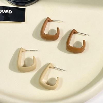 Pendientes colgantes geométricos exagerados en forma de L para mujer, color café beige, declaración, brincos, joyería para fiesta, pendiente para chica