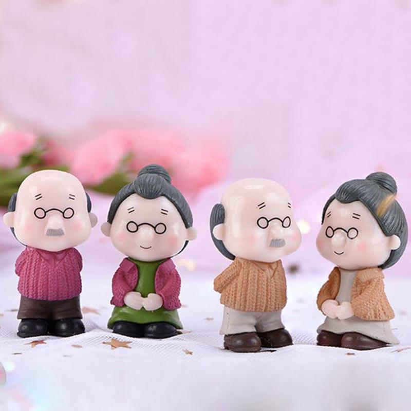 Mini Couple Figures Grandma Grandpa Sweety Lovers Old Ornament for Fairy Garden Figurines Miniature Home Decoration