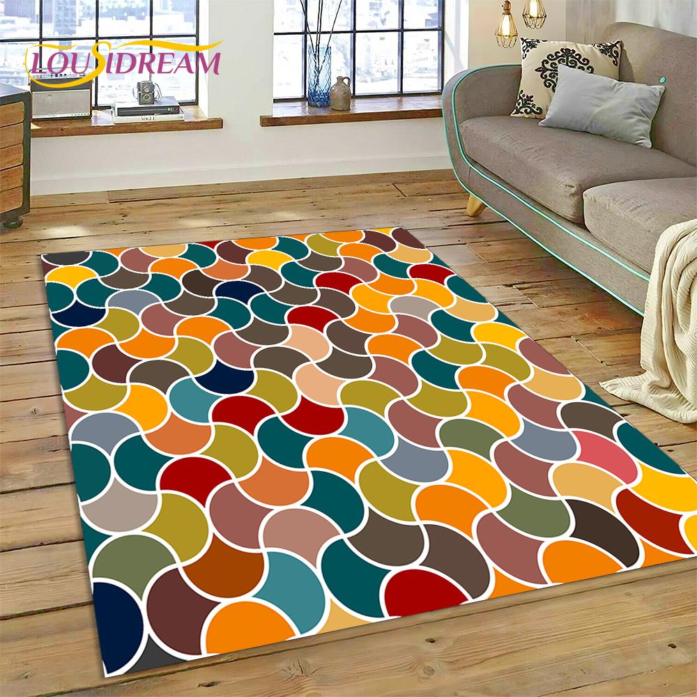 Rainbow 3D Colour Illusion Cartoon Rug Carpet for Living Room Bedroom Home Decor,Floor Mat Non-slip Decoration for Sofa Doormat