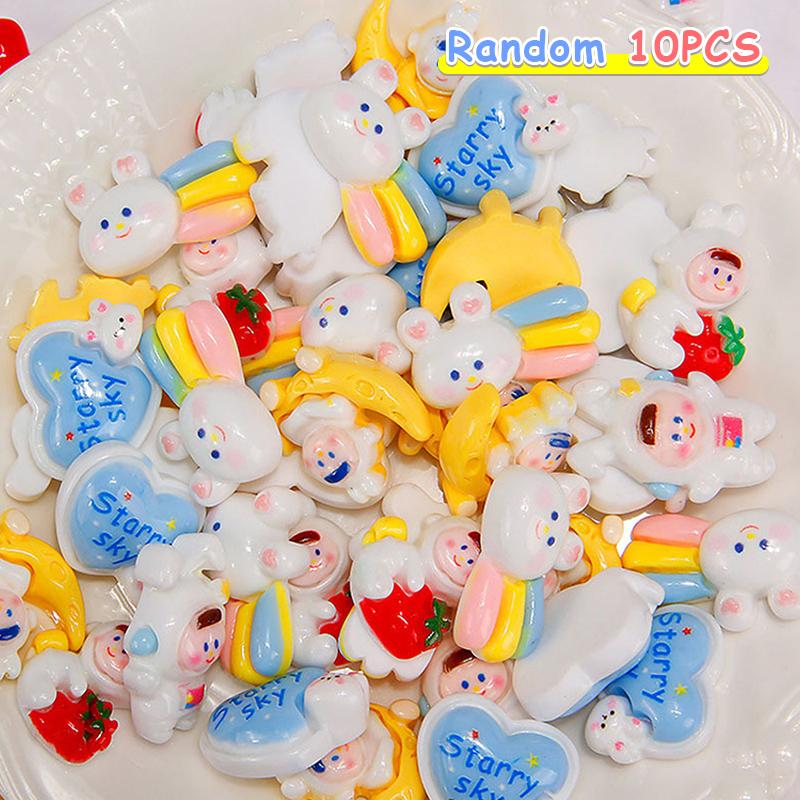 10Pcs Colorful Flower Flatback Resin Cabochons Flower Cabochon Beads For Diy Crafts Jewelry Making Decoration Accessories