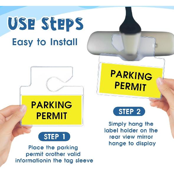 5 Pcs Horizontal Clear Parking Permit Holder Parking Pass Holder Rearview Mirror Hanger Parking Permit Card Holder for Car Passes Stickers Permits