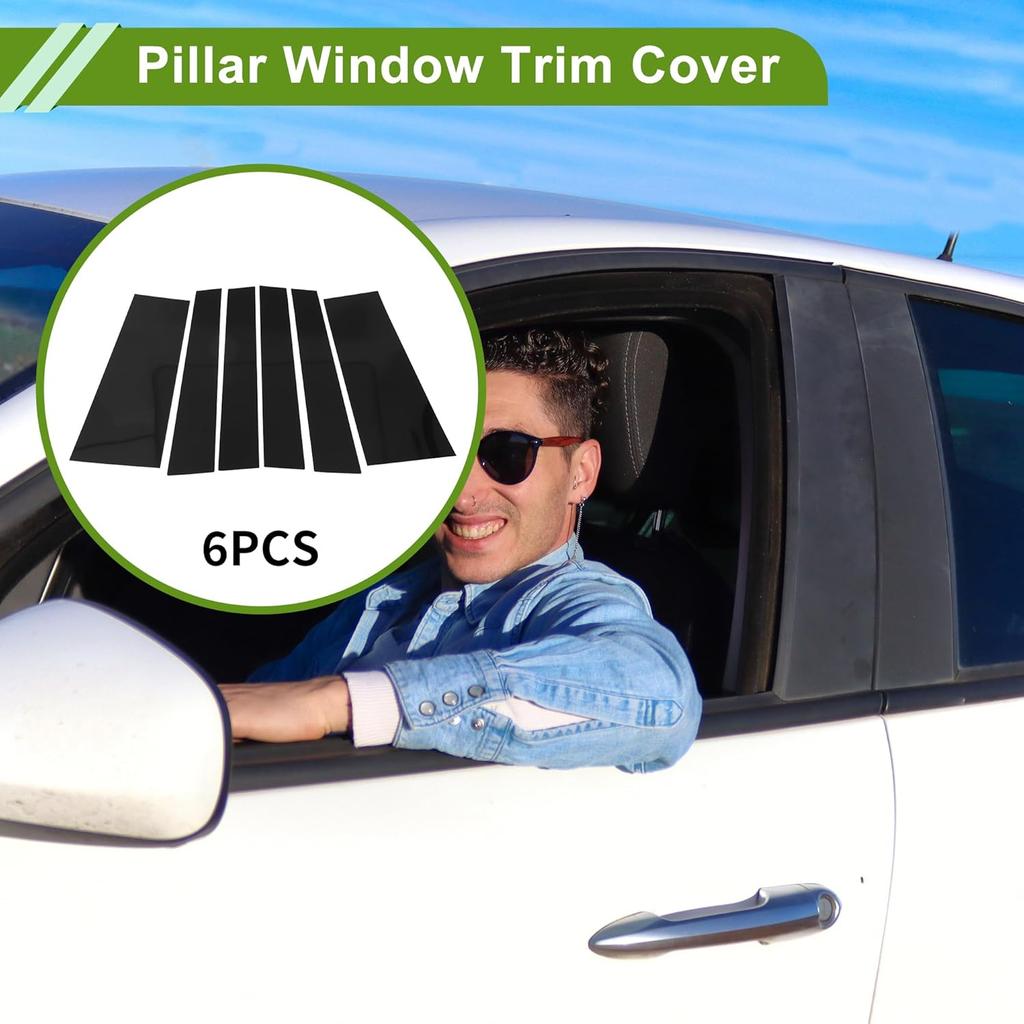 Door Pillar Window Trim for Chrysler Pacifica 2017-2021 Black Front Rear Left Right Anti Scratch Sticker Pillar Posts Door Outer Exterior Cover 6 Pcs