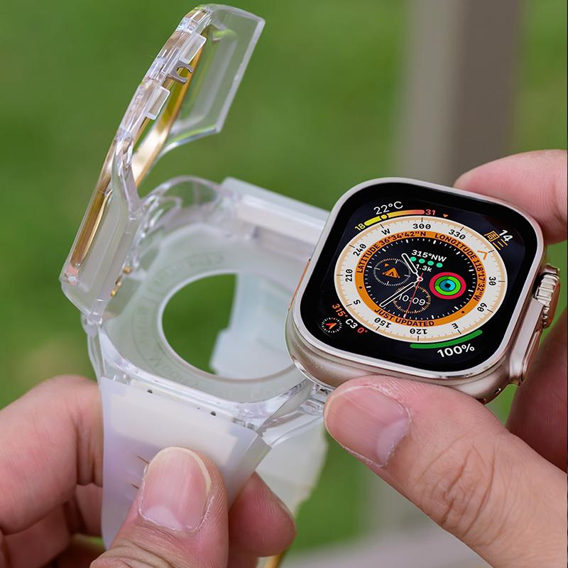 Luxury Modification Kit For Apple Watch Ultra 3 49mm Sport Rubber Strap For iWatch Series Ultra 2 1 49mm Glacier Case Refit Kit