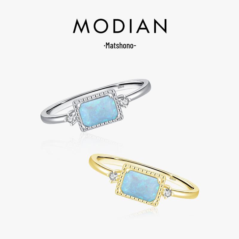 Modian S925 Sterling Silver Opal Ring - Korean Style, Light Luxury, Versatile, High-End Feel for Women's Temperament.