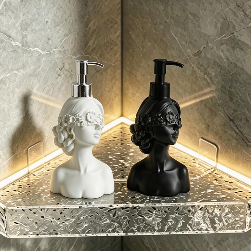 Must-Have Französischer Floraler Augenbinde Dame Büste Harz Seifenspender Pumpe Flasche für Badezimmer Waschbecken Arbeitsplatte Heimdeko Zubehör