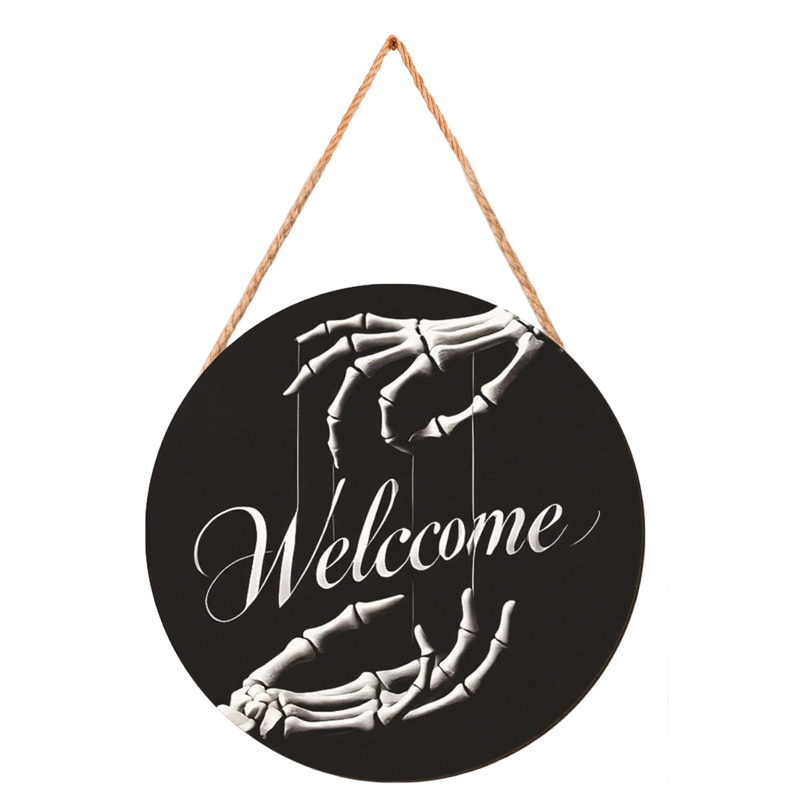 

2D Halloween Black Skeleton Doors Festival Party Scene Door And Window Decoration Decoration Wooden Hanging Pendants One Size