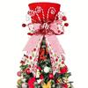 Cross-border Christmas Tree Topper: Star Hat with Bow and Retractable Spring