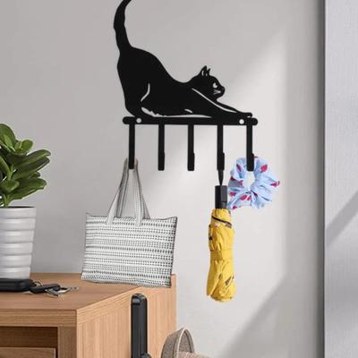Mini Metal Cat Home Decor Wall Hook Rack Hangers Small Key Holder for Wall Mounted Rack Bedroom Hanging Hat Organizer