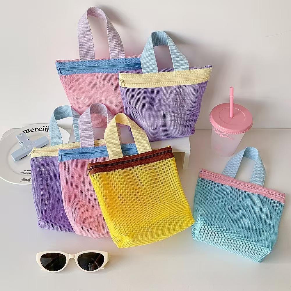 

Macaron Color Mesh Travel makeup Organizer Bag Large Capacity Breathable Wash Bag Swimming Accessories Pouch Beach Storage Bag