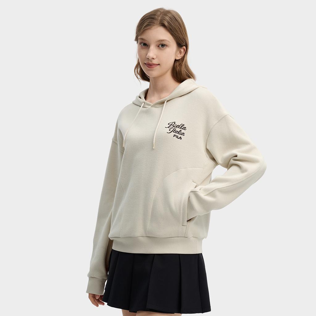 FILA Original Fashionable Personality Trendy Minimalist Retro Sports Casual Comfortable Versatile Hoodie Women hoodies Almond Khaki F11W619212FBG