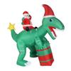 7.87ft Aufblasbarer Weihnachtsmann auf Dinosaurier mit eingebauten LED-Leuchten Aufblasbare Weihnachtsdekorationen für