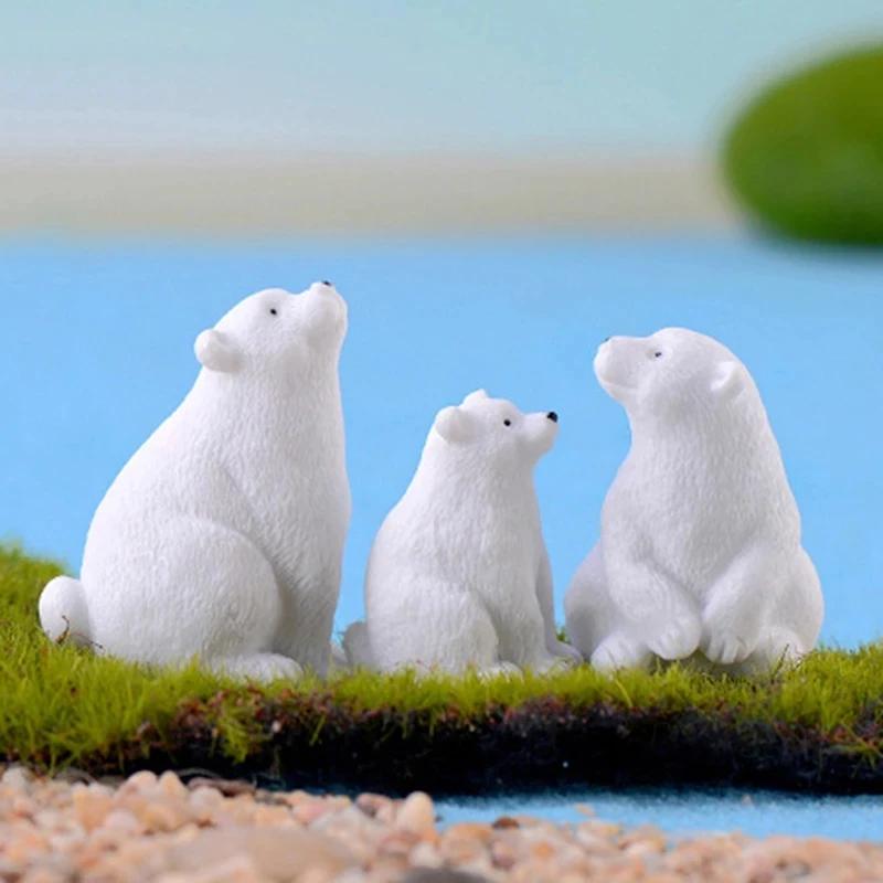 9PCS Cute Resin Polar Bear Miniature Ornaments Landscape Decoration DIY Dollhouse Garden Accessories