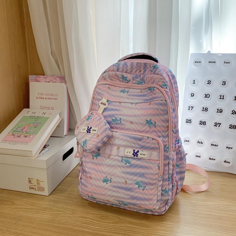 Zebra Print Backpack Women's Large Capacity Backpack Student School Bag with Coin Purse
