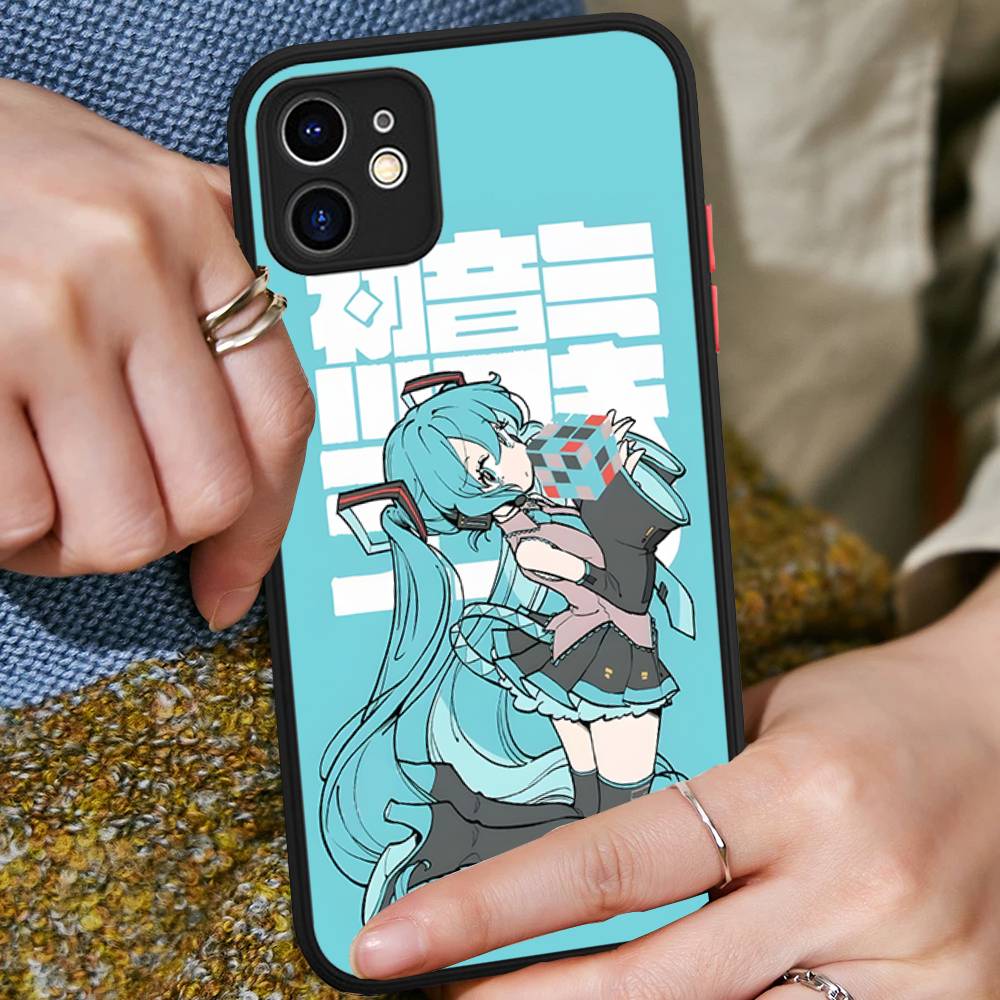 Kawaii H-Hatsune Miku Für IPhone 15 16 Pro Max 11 12 13 14 XS XR X Plus 16E Matt Transluzente Handyhülle