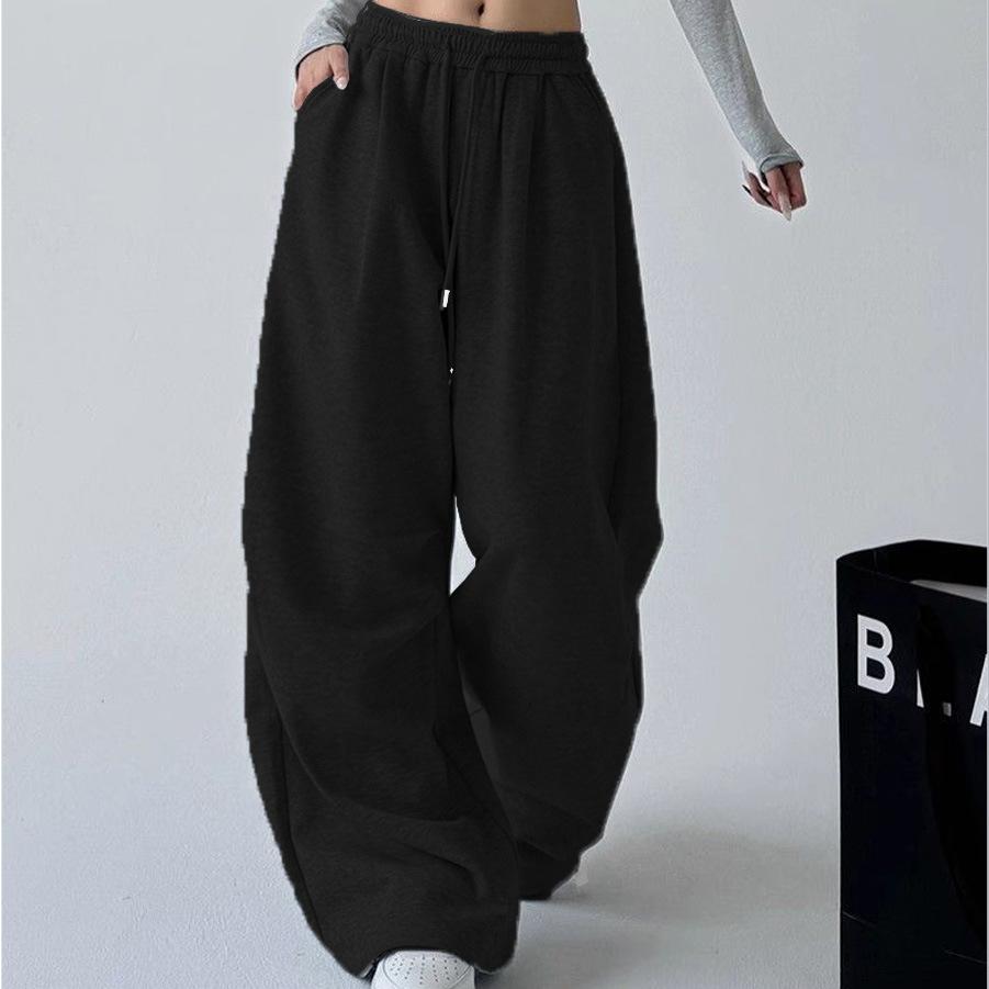 Graue High-Waist Weitbeinige Hose für Damen