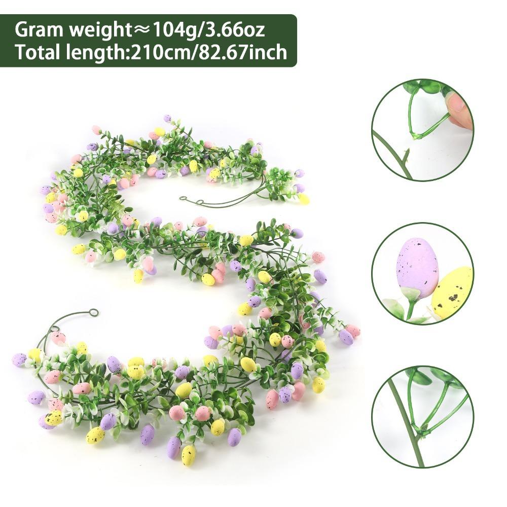210cm Artificial Easter Egg Wreath Artificial Material Vine Texture Spring Vine Decoration Egg Shape Colorful Festive Decor