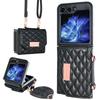 For Samsung Galaxy Z Flip7 FE 5G/Z Flip6 5G Case with Shoulder Strap PU+PC Wallet Phone Cover Built-In Back Screen Film