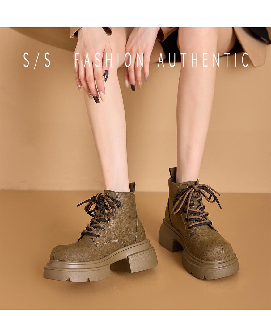 2025 Women's Retro British Style Hidden Heel Ankle Boots - Thick-Soled, Versatile Autumn Martin Boots In Classic Big Yellow.