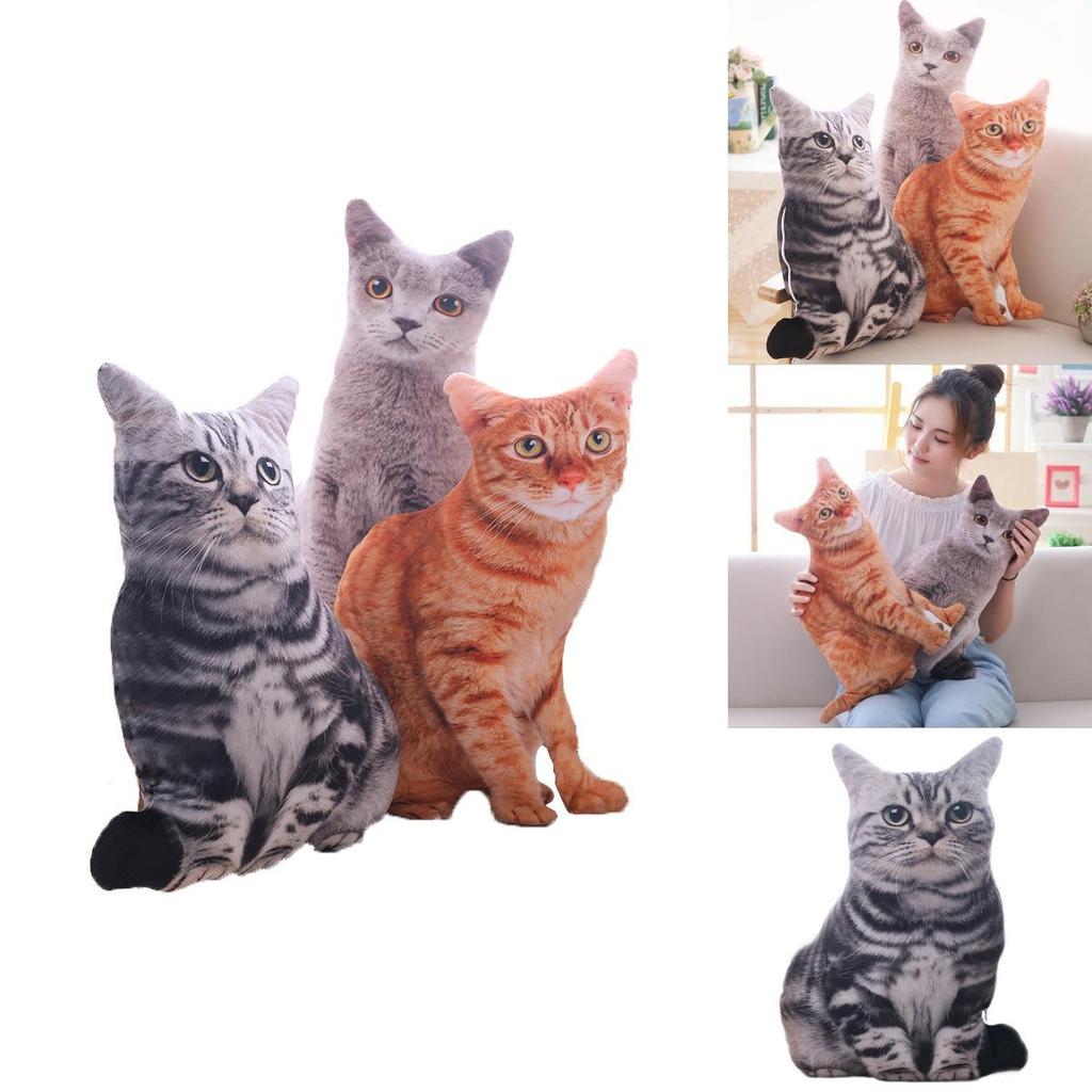 Niedliches 50 cm großes 3D-Katzenkissen aus Plüsch für gemütliche Heimdekoration