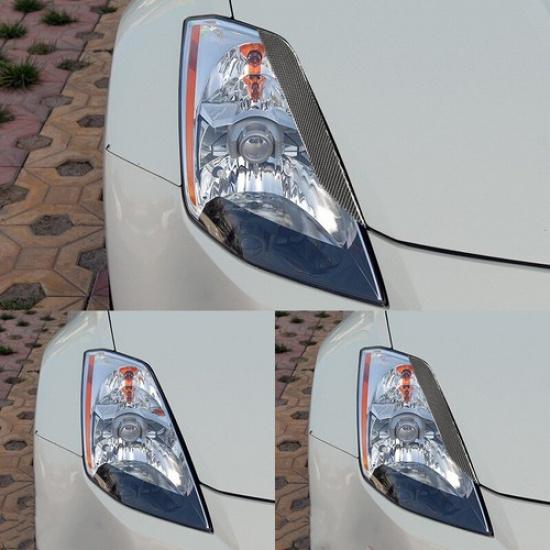 2x Carbon Fiber Car Front Headlight Eyebrow Eyelid Sticker For Nissan 350Z 03-09