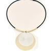 Exaggerated Pattern Double Round Cake Pendant Necklace Female, Metal Texture Geometric Round Card Rope Chain Necklace