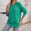 Autumn and Winter Women's Solid Color Buttoned Loose Pullover Cable Knit Sweater for Women