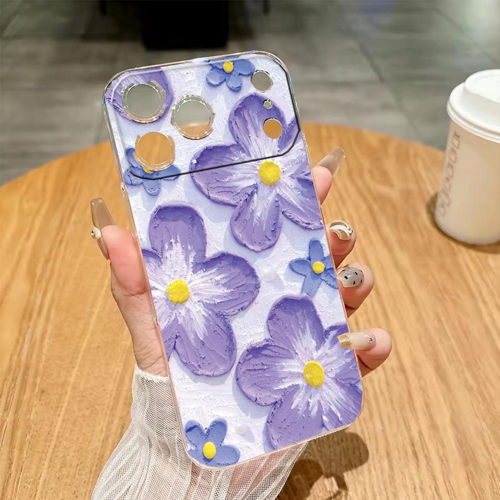 Phone Case For Iphone 7 8 6 Plus 11 12 13 14 Pro Max SE 2020 2022 Couple Rose Flower Oil Painting Clear Transparent Soft Cover