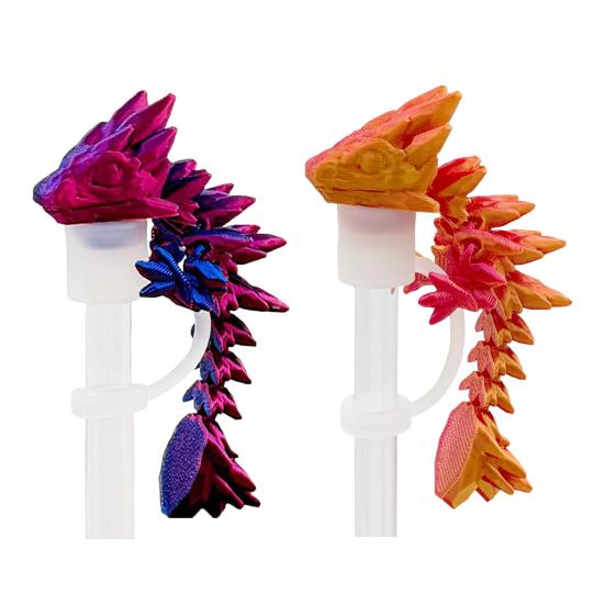 3D Dragon Straw Cover Dust-Proof Protector for 30/40oz Cup Reusable Straw Topper Novelty Cup Accessories