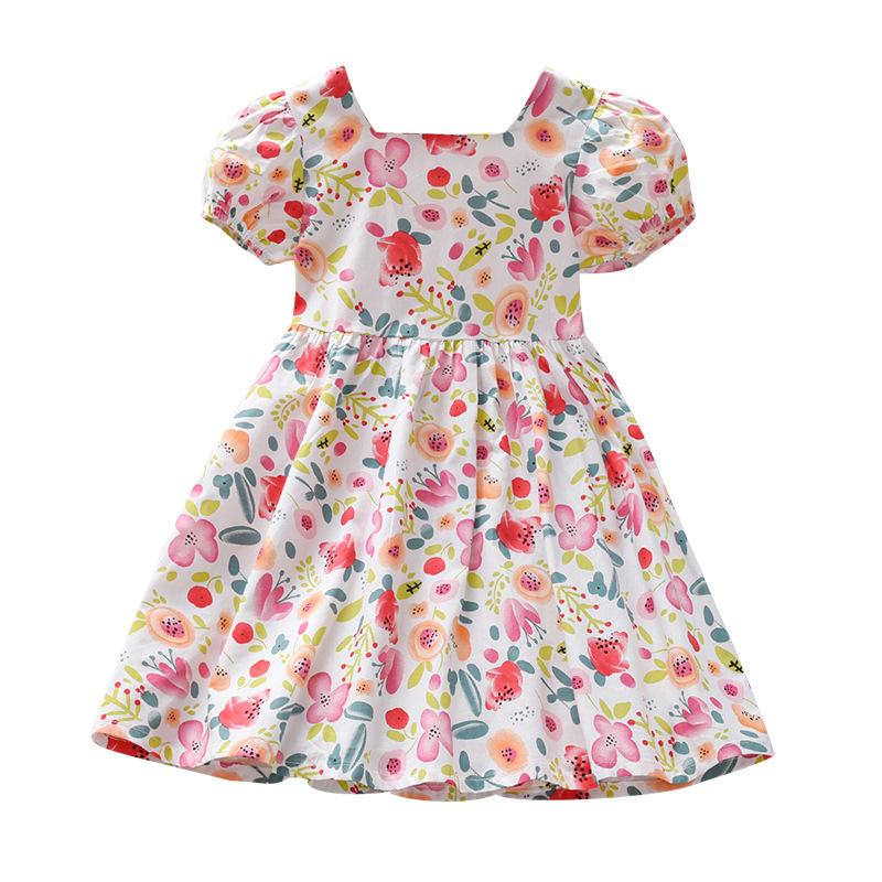 Vestido infantil adorável de verão 2023, vestido floral para meninas