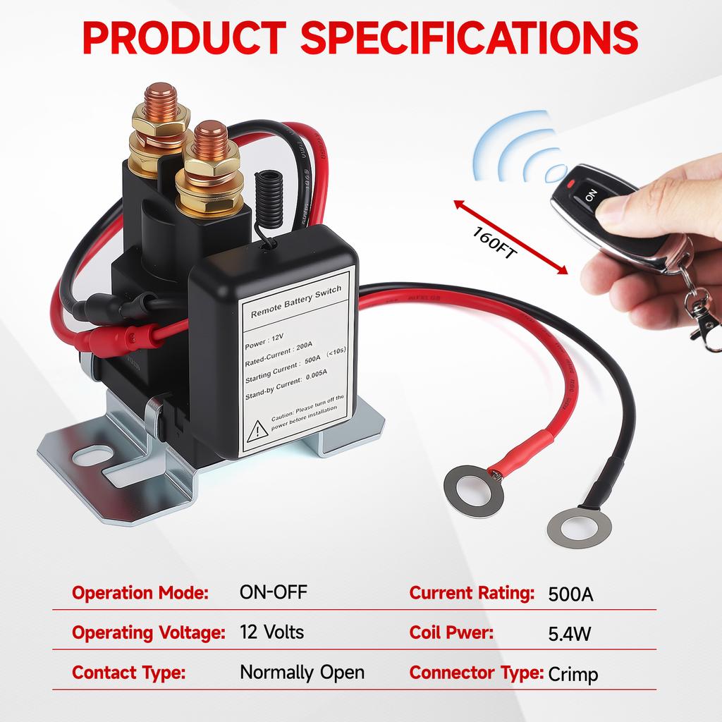 500Amp 12V DC Anti Theft Remote Kill Switch With 2 Keys for Car RV Truck Prevent Battery Drain Remote Battery Disconnect Switch