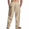 Men’s Summer Linen Plus-Size Loose-Fit Trousers with Elasticated Waist – Breathable, Relaxed-Fit Cotton-Linen Trousers for The Beach and Leisure
