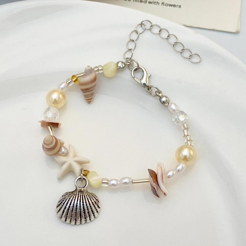 French Retro Crystal Beaded Pearl Bracelet for Women - Purple, Niche Design