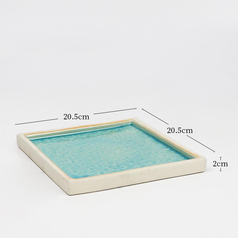 Brazilian Rosewood Square Ceramic Shallow Dish for Indoor Decor