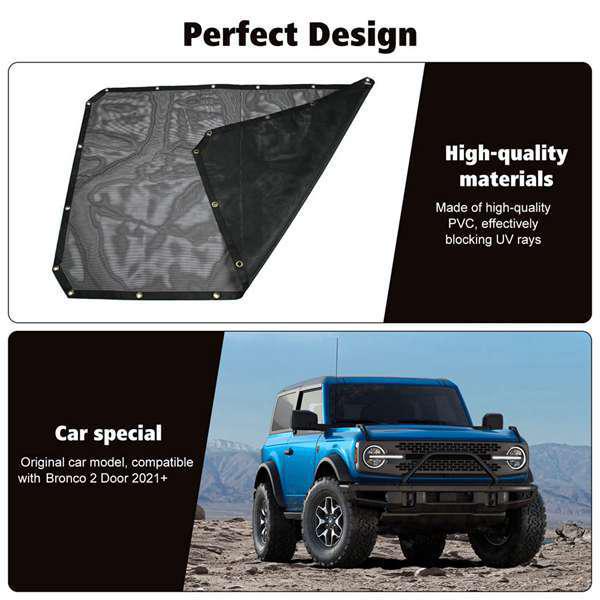 Black PVC Heat Insulation Sunshade for Ford Bronco Car Interiors