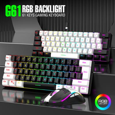 Wired Mechanical Gaming Keyboard with RGB Light Universal 61 Keys Mini Wired