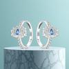 CYCUFF S925 Sterling Silver Blue Lotus Flower Earrings Hoop Earrings Women Jewelry Original Trendy Anniversary Gifts