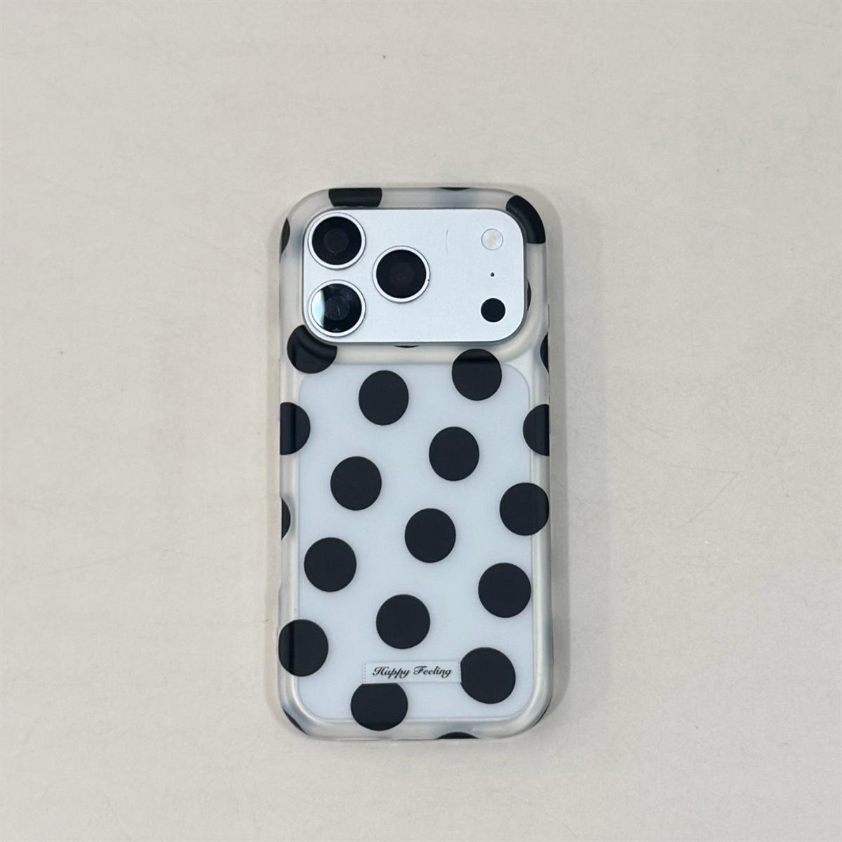Dual-Layer Frosted Polka Dot Case for iPhone 17/16 ProMax, Transparent & Shockproof. iPhone 16