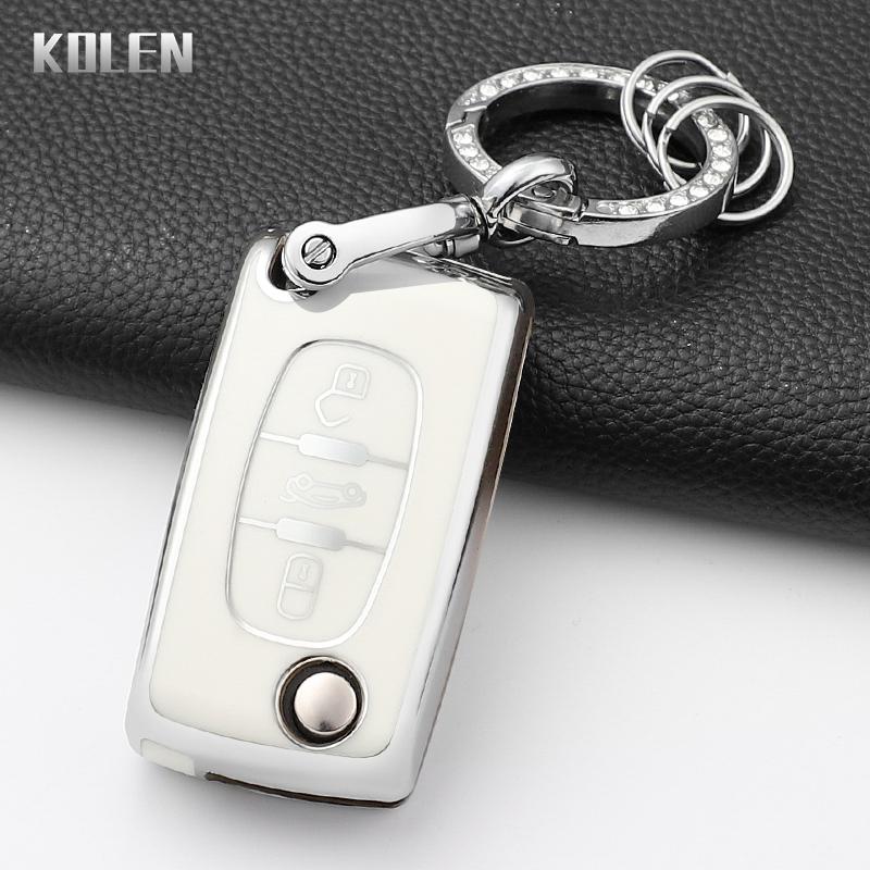 Funda Protectora de Moda para Llave Inteligente de Coche para Peugeot 107 207 307 308 407 607 3008 5008 Citroen Xsara Picasso C5 C6 C8 Llavero Protector