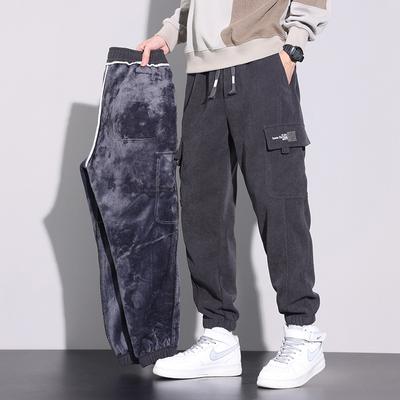 Winter Men's Fleece Warm Casual Pants Jogging Sweatpants Male Harajuku Y2k Pants Loose Streetwear Harem Trousers for Men
