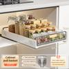 Pull-out Dish Rack With Wooden Handle And Drain Tray Spice Box Storage Rack Cabinets Organizer Kitchen Storage Rack