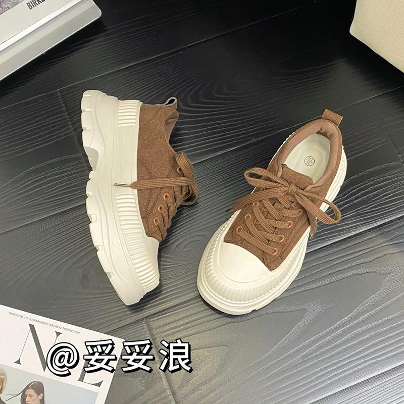 8 Fashion Versatile Light-soled Muffin Shoes for Women's Autumn and Winter New Thick-soled Matte Casual Sports Versatile