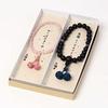 Nenjudo Japanese-made Pair of Buddhist Prayer Beads: Men's Ebony, Blue Tiger's Eye, and Niten (Tassel Color: Iron Navy)  Women's Rose Quartz and Red