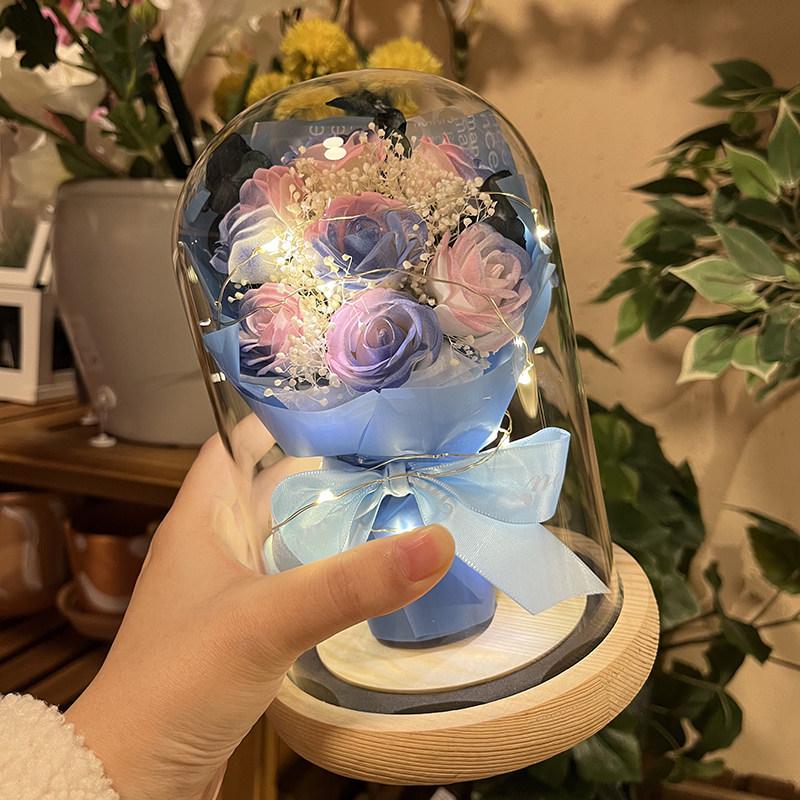 March 8th Women's Day Eternal Rose Glass Dome Bouquet - Ideal Birthday Gift for Girlfriend or Mom